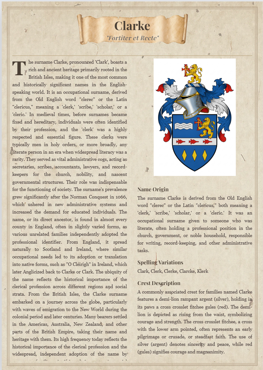 A beautiful mockup of a printed Family History poster